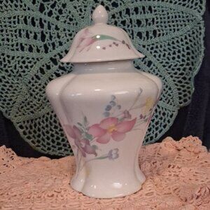 Charming Floral Ceramic Vase with Lid